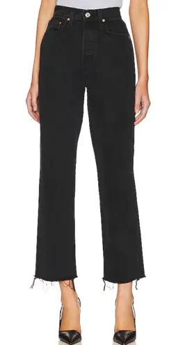 GRLFRND X Revolve Cassidy Frayed Mid-rise Straight-leg Jeans In Black. Size 26