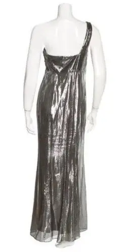 David Meister  Metallic Embellished Silk Gown