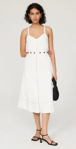 Proenza Schouler White Exposed Zipper Button Detail Sleeveless Sundress Size 2
