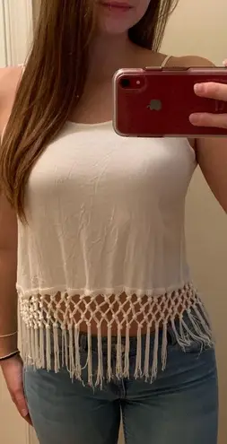 Monteau 🔴 White Open Back Costume Fringe Top