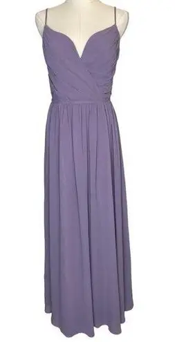 Hayley Paige Occasions  Candlelight Chiffon A-line Maxi Dress 5800 Lilac, size 10