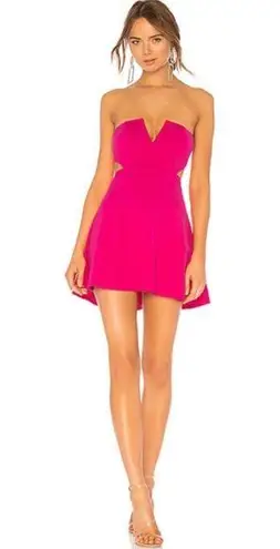 NBD Revolve  X NAVEN Bright Barbie Pink Boned Bodice V Cut Mini Dress Sz Medium