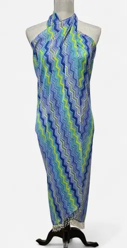 Beach sarong dress or waist cover up Blue Size XL