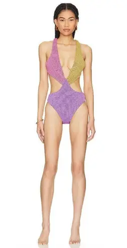 Agua Bendita NEW Vini Malibu One Piece Swimsuit, Cut Out Bathing Suit Size XL