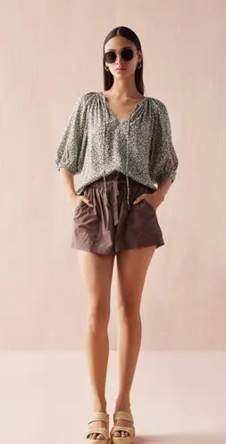 Anthropologie Omika Isla Tasseled Blouse Elliot Galapago Womens Size Small Green