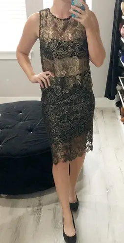 Sans Souci Black & Gold Lace Skirt Set