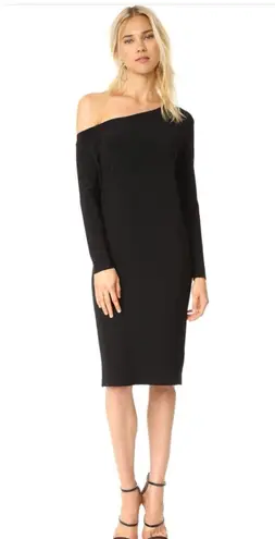 Norma Kamali REVOLVE Black One Shoulder Long Sleeve Midi Dress M 38 Chic Stretch