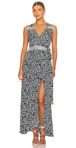 Natalie Martin ππ Kate Maxi Wrap Dress Pomegranate Print Indigo Blue Medium NWT