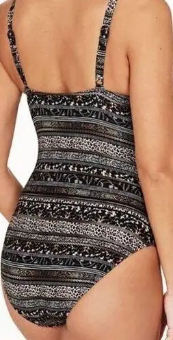 Nip Tuck Swim Savannah Stripe Dulcie Grecian Design Tummy Control One Piece Swim Black Size 10