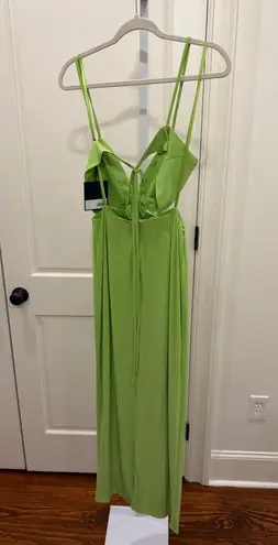 Mac Duggal 27110 Size 6 Bright Lime Neon Green Cutout Twist Open Back Maxi Dress