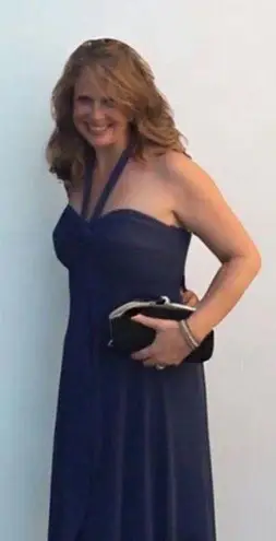 Jenny Yoo dark periwinkle halter maxi gala dress, size 6