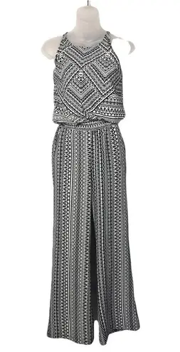 prAna Bijou Black & White Halter High Neck Wide Leg Jumpsuit XS
