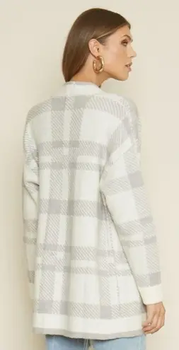 Dee Elle DAYDREAM PLAID POCKETED KNIT CARDIGAN