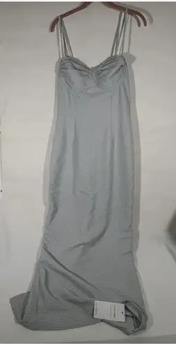 COLYSMO BODYCON MAXI DRESS CORSET STYLE ADJUSTABLE STRAPS LACE TRIM M SEA FOAM Size M