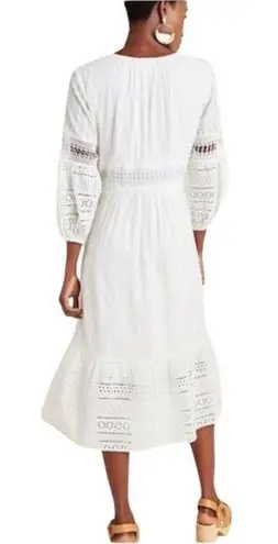 Anthropologie  Ebba Midi White Eyelet Dress Size 6 - Image 2