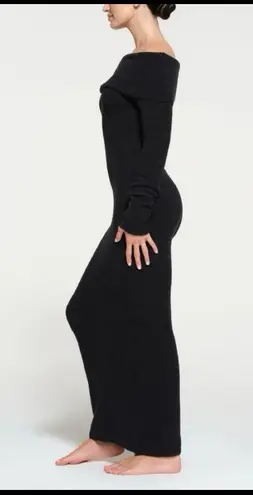 SKIMS NWT Cozy Knit Off the Shoulder Dress XL Onyx