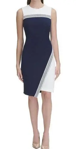 Tommy Hilfiger  Scuba Crepe Colorblock Asymmetric Hem Sheath Dress