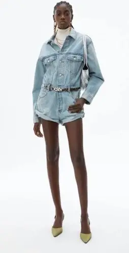 Alexander Wang Cotton Denim Short Jumpsuit
