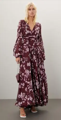 Mac Duggal Leena for Floral Chiffon Red Gown From Rent The Runway Size: XS 0