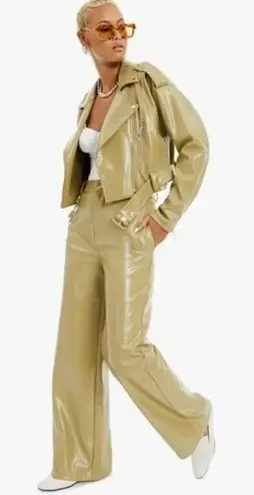 We Wore What Patent Faux-Leather Moto Jacket AND pants (size small)