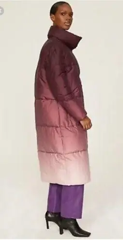 Busayo Collective Ombré Wine Pink Purple Parka Puffer Trench Jacket size XS