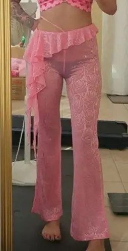 Swimsuit coverup Flare see through pants🤩 Pink Size L