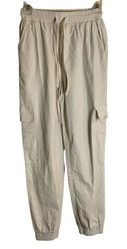 Happily Grey Women's Cream Nylon Cargo Jogger Pants Size Small