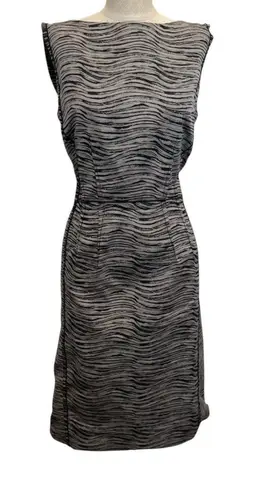 Lafayette 148 Sz 12 Dress Sheath Pencil Animal Print Sleeveless Career Work Tan