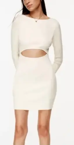 Wilfred Free Long Sleeve Ribbed Knit Cutout Mini Dress Light Cloud Blue 2XS XXS