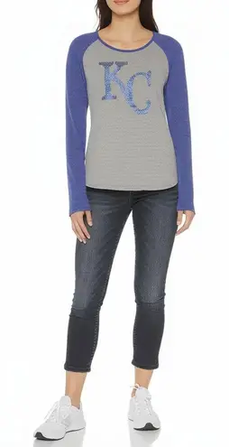 Touch By Alyssa Milano Womens Long Sleeve Size M KC Royals Raglan Rhinestone Blue Size M