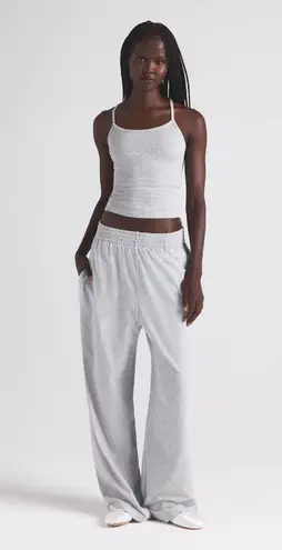 SKIMS Cotton Jersey Wide Leg Pant in Light Heather Grey, Size XXS