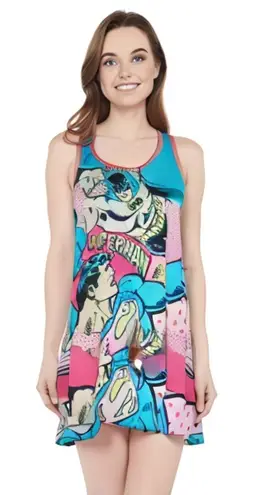 DC Comics Retro Batman Superman Pink Frost Nightgown Sleep M