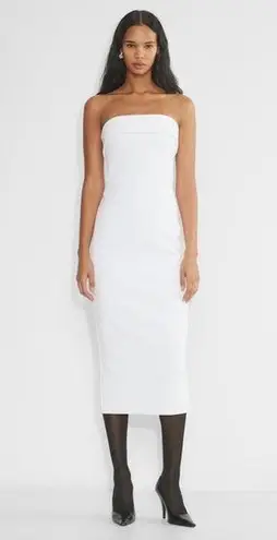 WHOIAM white bodycon strapless dress ribbed cuff top Size 6