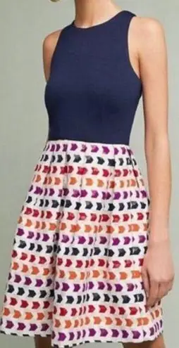 Hutch Anthropologie Blue Fit & Flare Metallic Arrowhead Short Mini Dress Size 8