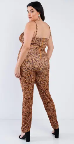Boutique Trac Plus Cat Cheetah Print Sleeveless Jumpsuit Size 3X