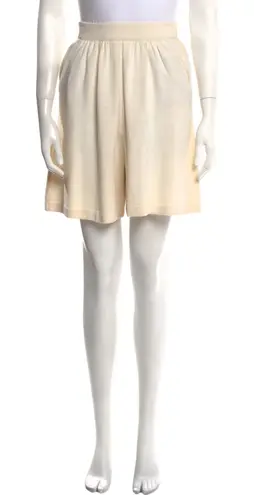 St. John 4 / S Santana Knit Short Skirt Skort Pleated Walking Basic Cream Womens