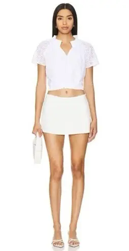 Bobi White Eyelet Cropped Blouse size S