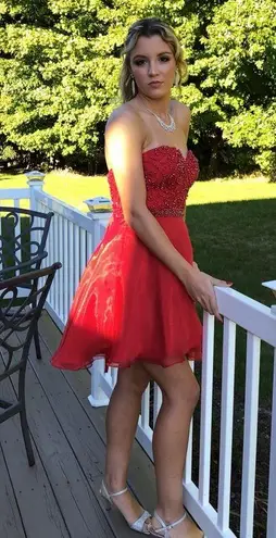 Abby Paris Elegant Red Strapless Dress