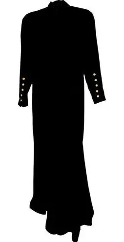 Roland Nivelais Bergdorf Goodman Velvet Long Sleeve Formal Maxi Dress Train 10 Black