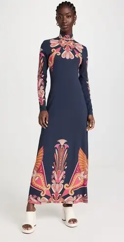 LA DOUBLEJ Navy Paisley Gold Pendant High Neck A