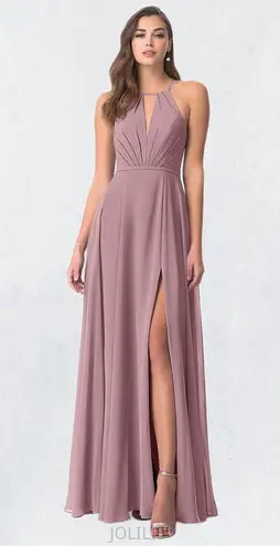 Azazie A-Line Pleated Chiffon Floor-Length Dress Size A2