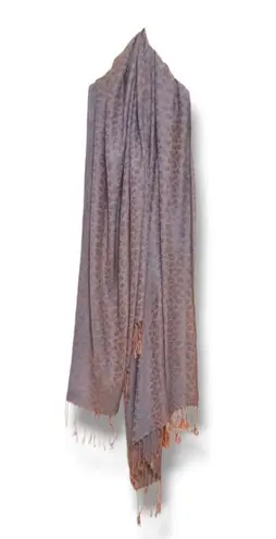 Pashmina Cheetah Print Rectangle Scarf-Cashmere & Silk Blend-Fringe-Reversible