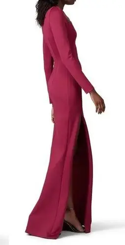 Black Halo Akasha long sleeve leg split Gown in Ruby Red sz 10