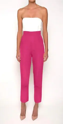 Alexia Maria Silk Faille Cigarette Pants Magenta Berry Pink High Waist Sz 6 NWT