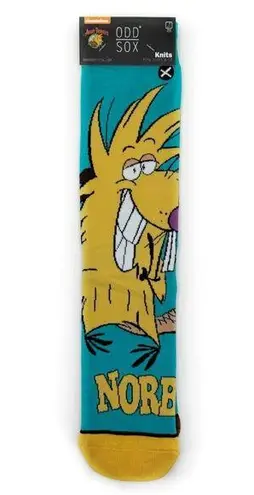 Odd Sox Angry Beavers Crew Socks Nickelodeon 90s Cartoon TV Fun Gift Mens Womens Blue