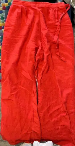 Linen Pants Wide Leg Red