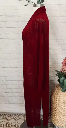 Boutique Wine Red Maxi Cardigan