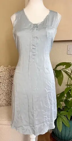 GO BY GO SILK Linen Silk Blend Dress Waist Tie Vacation Lightweight Travel Sz S Gray