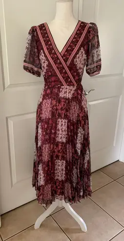 Notte Marchesa Floral Print Chiffon Midi Wrap Dress