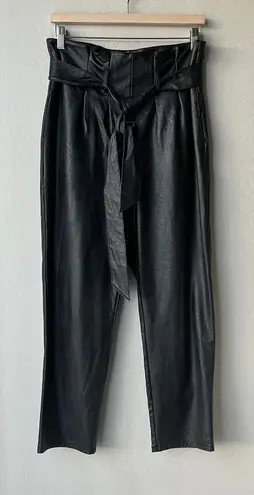 Commando Paperbag Belted High Waist Faux Leather Black Crop Pants Size Medium - Image 1